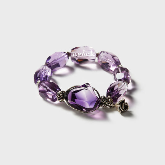 Wisdom Energy-Amethyst And Silver Bracelet - UWELUCK