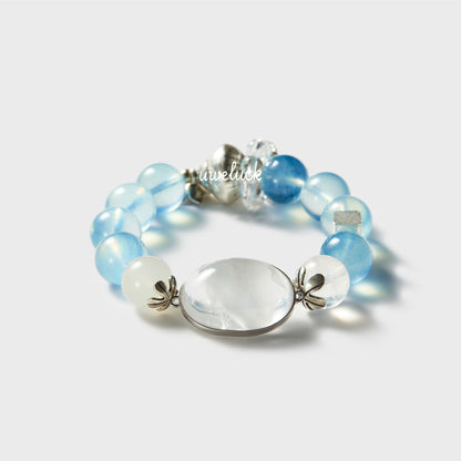 Healthy Energy-Aquamarine And White Rutilated Quartz Bracelet - UWELUCK