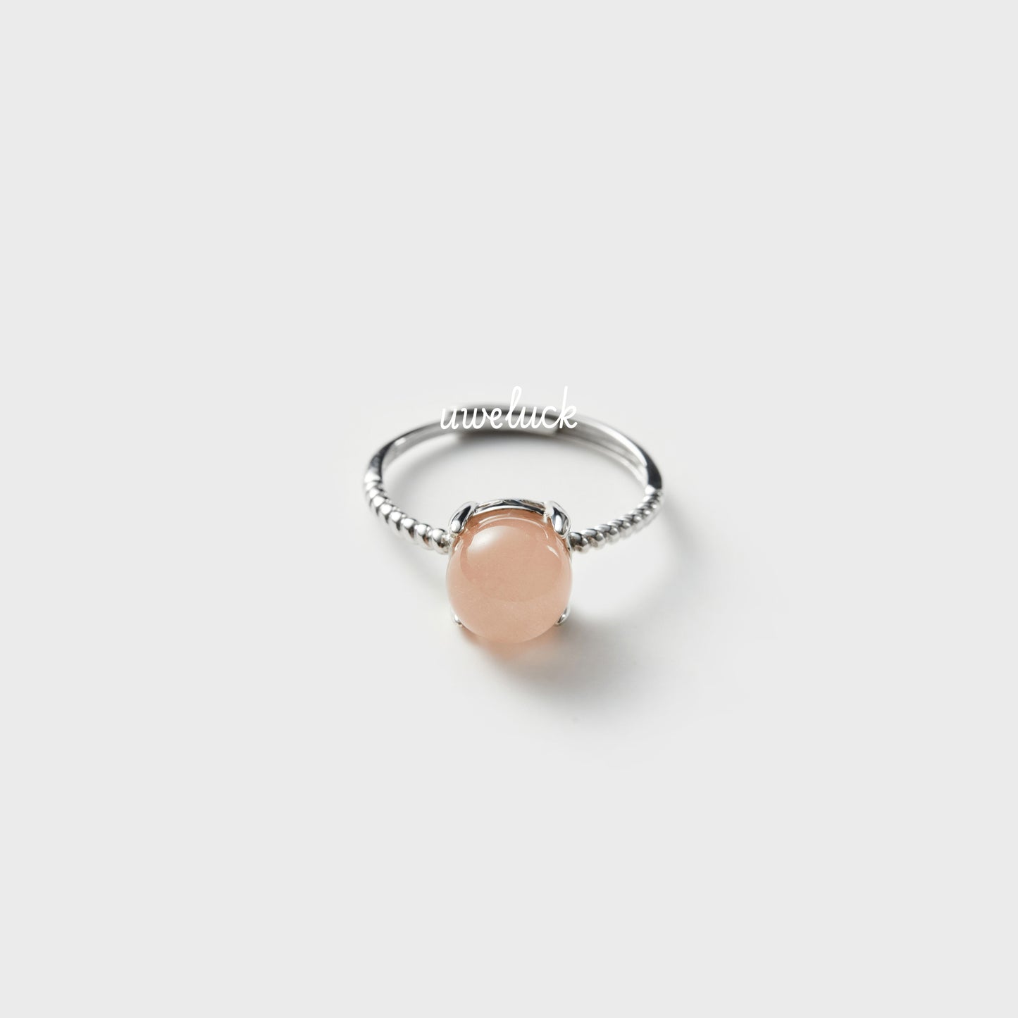 Love Energy-Pink Rutilated Quartz And Silver Ring - UWELUCK