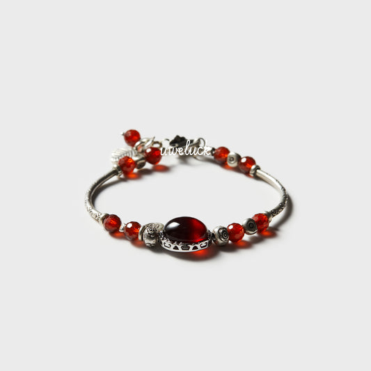 Calming Energy-Garnet And Silver Bracelet - UWELUCK