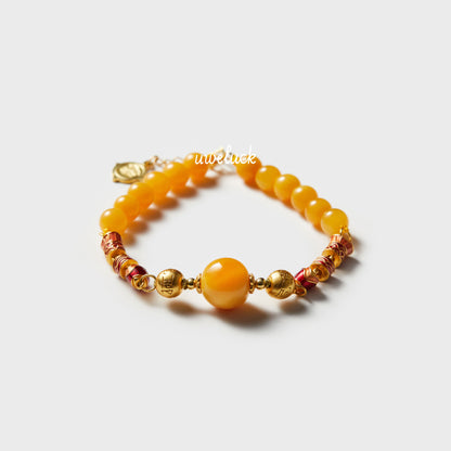 Wealth Energy-Silver And Amber Bracelet - UWELUCK