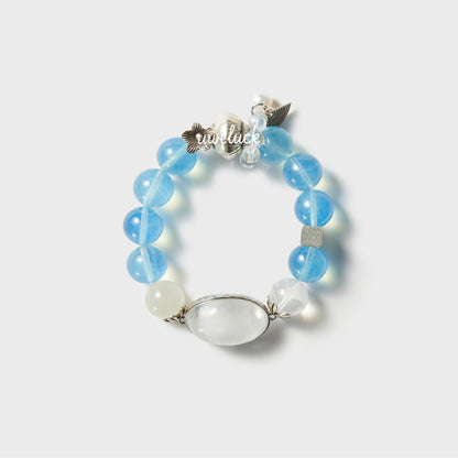 Healthy Energy-Aquamarine And White Rutilated Quartz Bracelet - UWELUCK