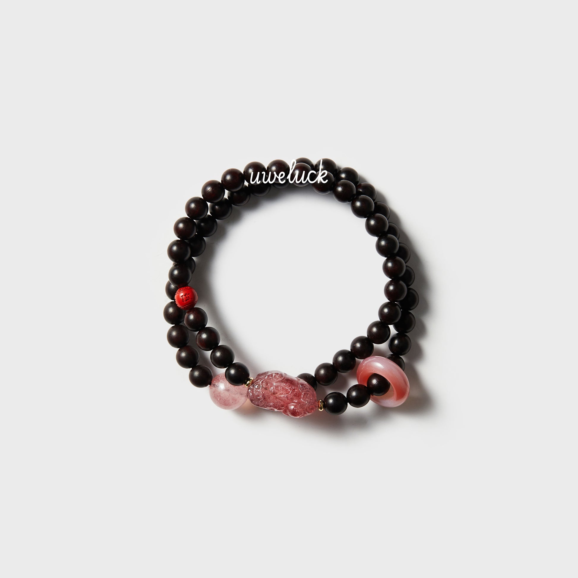 Wisdom Energy-Small Leaf Rosewood And Strawberry Quartz Bracelet - UWELUCK