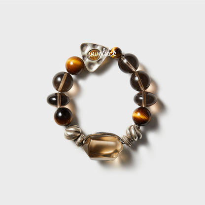 Wealth Energy-Smoky Quartz And Tiger’s Eye Bracelet - UWELUCK