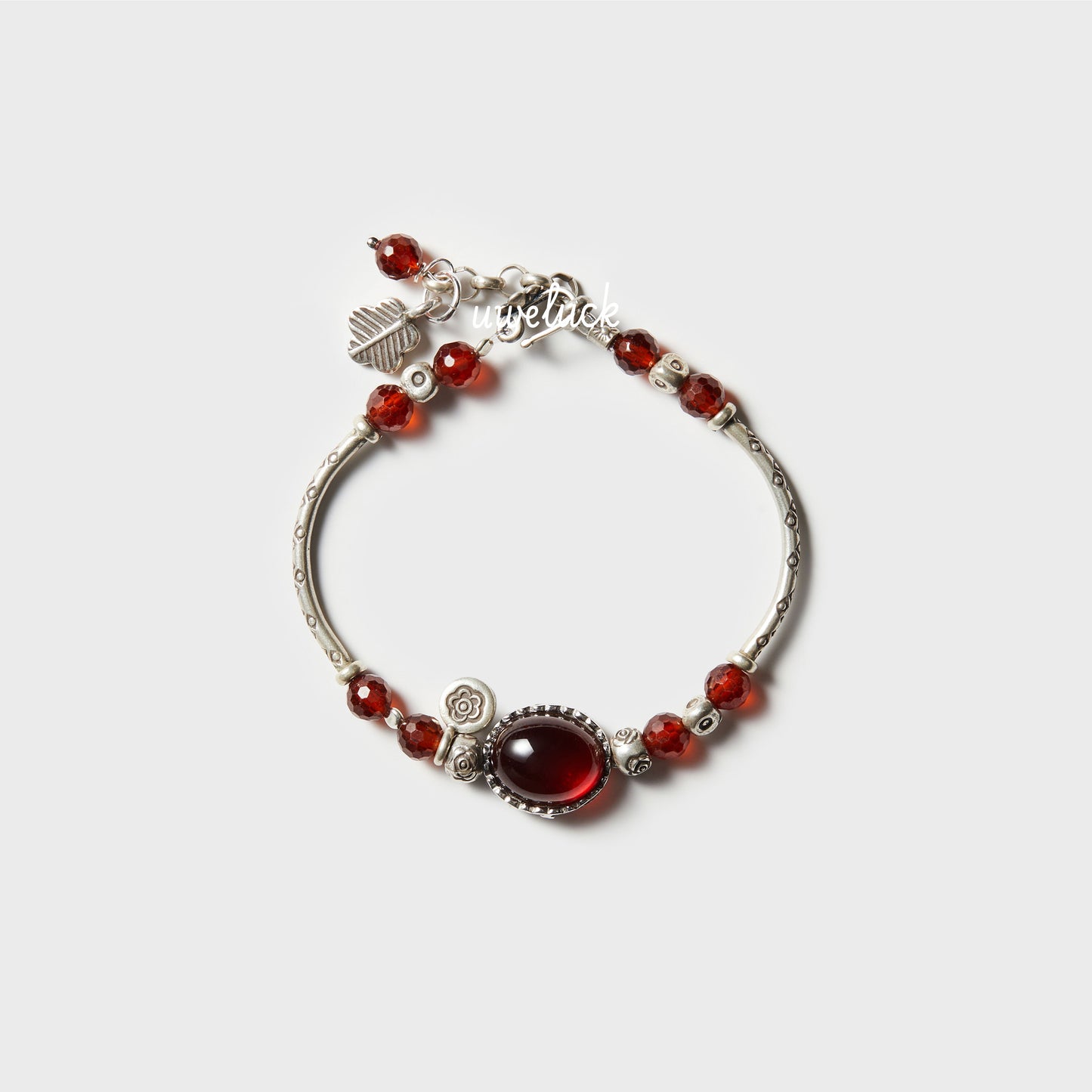 Calming Energy-Garnet And Silver Bracelet - UWELUCK