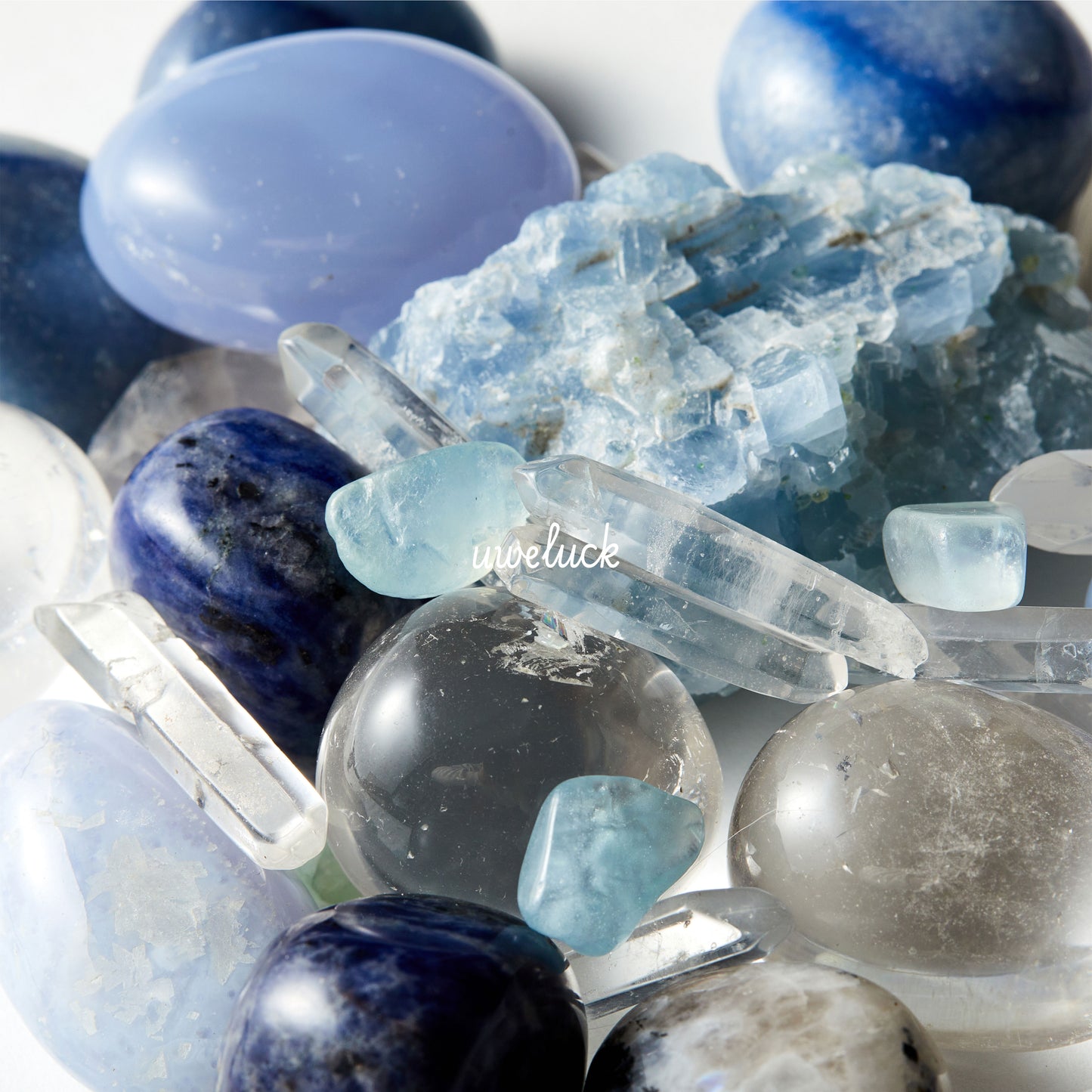 Calming Energy-Blue Lace Agate And Blue Agate Crystal Grid - UWELUCK