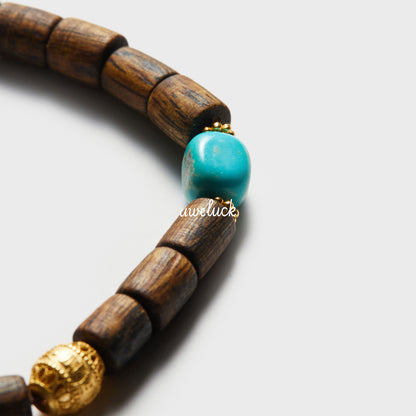 Healthy Energy-Agarwood And Turquoise Bracelet - UWELUCK