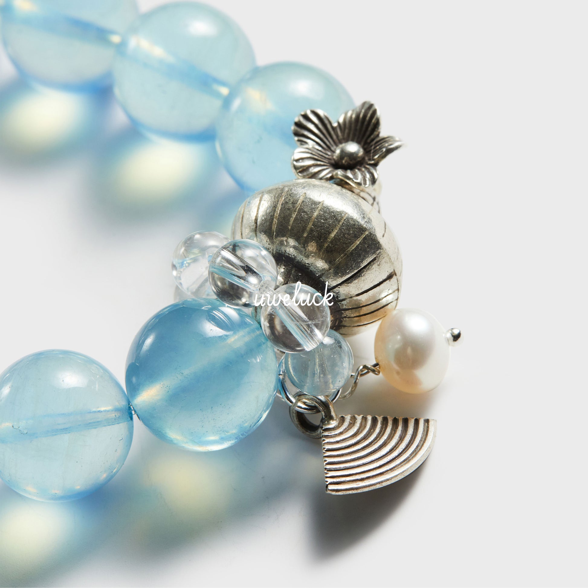 Healthy Energy-Aquamarine And White Rutilated Quartz Bracelet - UWELUCK