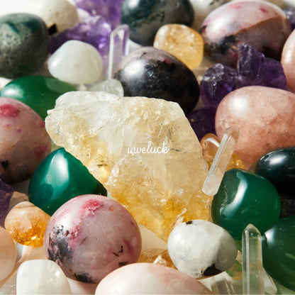 Calming Energy-Moss Agate And Amethyst Crystal Grid - UWELUCK