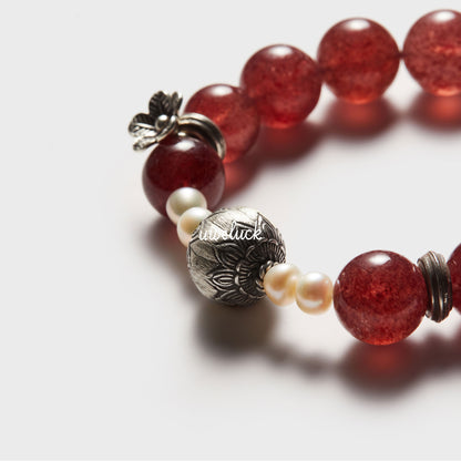 Love Energy-Strawberry Quartz And Silver Bracelet - UWELUCK