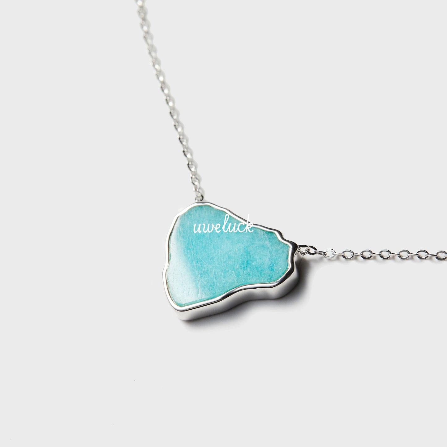 Love Energy-Raw Silver And Raw Amazonite Necklace - UWELUCK