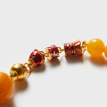 Wealth Energy-Silver And Amber Bracelet - UWELUCK