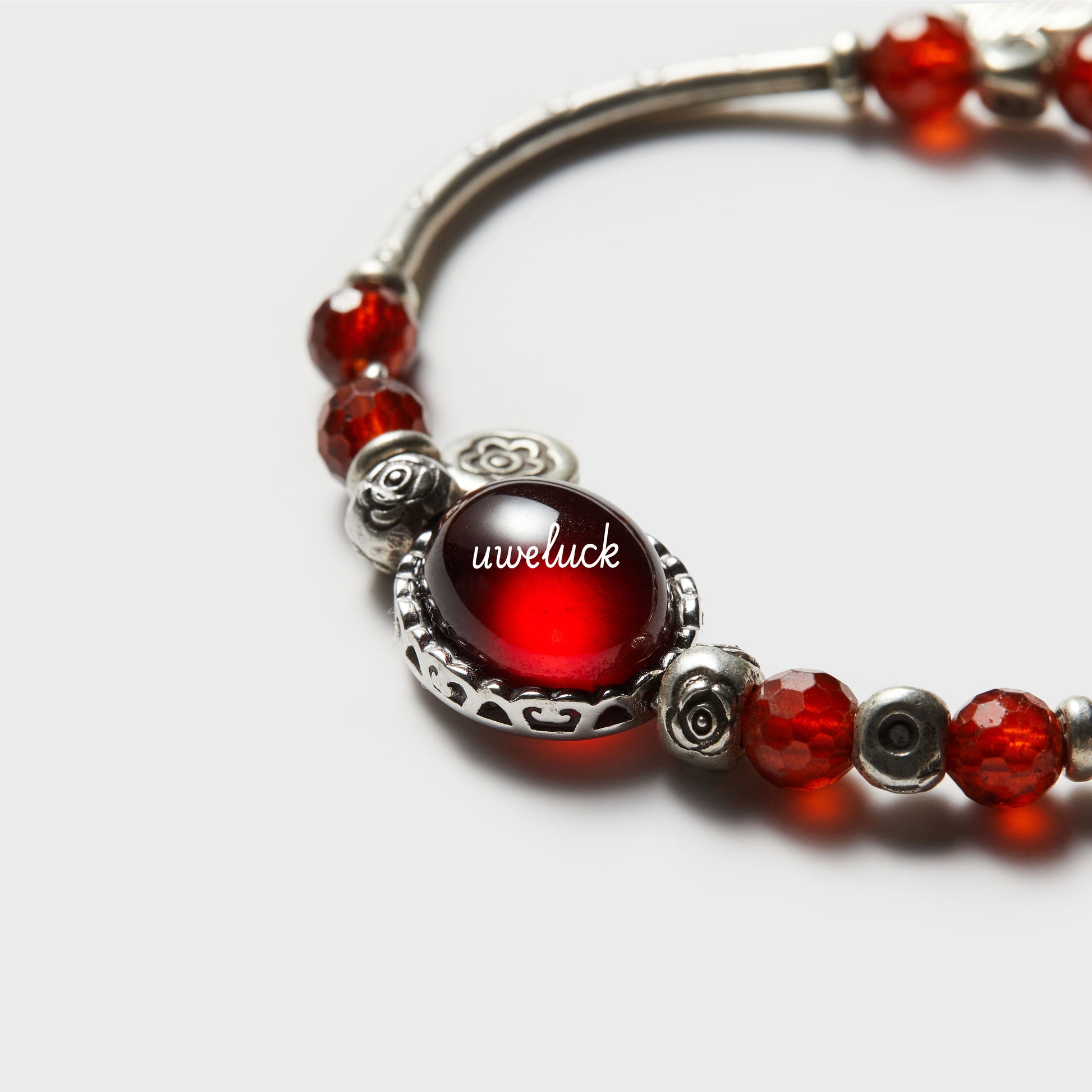 Calming Energy-Garnet And Silver Bracelet - UWELUCK