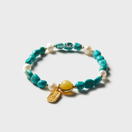 Lucky Energy-Pearl And Turquoise Bracelet - UWELUCK