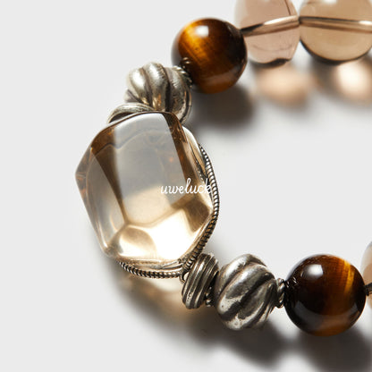 Wealth Energy-Smoky Quartz And Tiger’s Eye Bracelet - UWELUCK