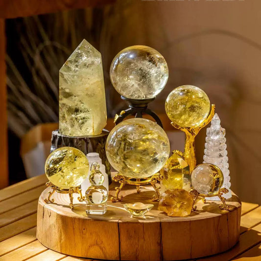 Wealth Energy - Citrine And Clear Quartz Crystal Grid - UWELUCK