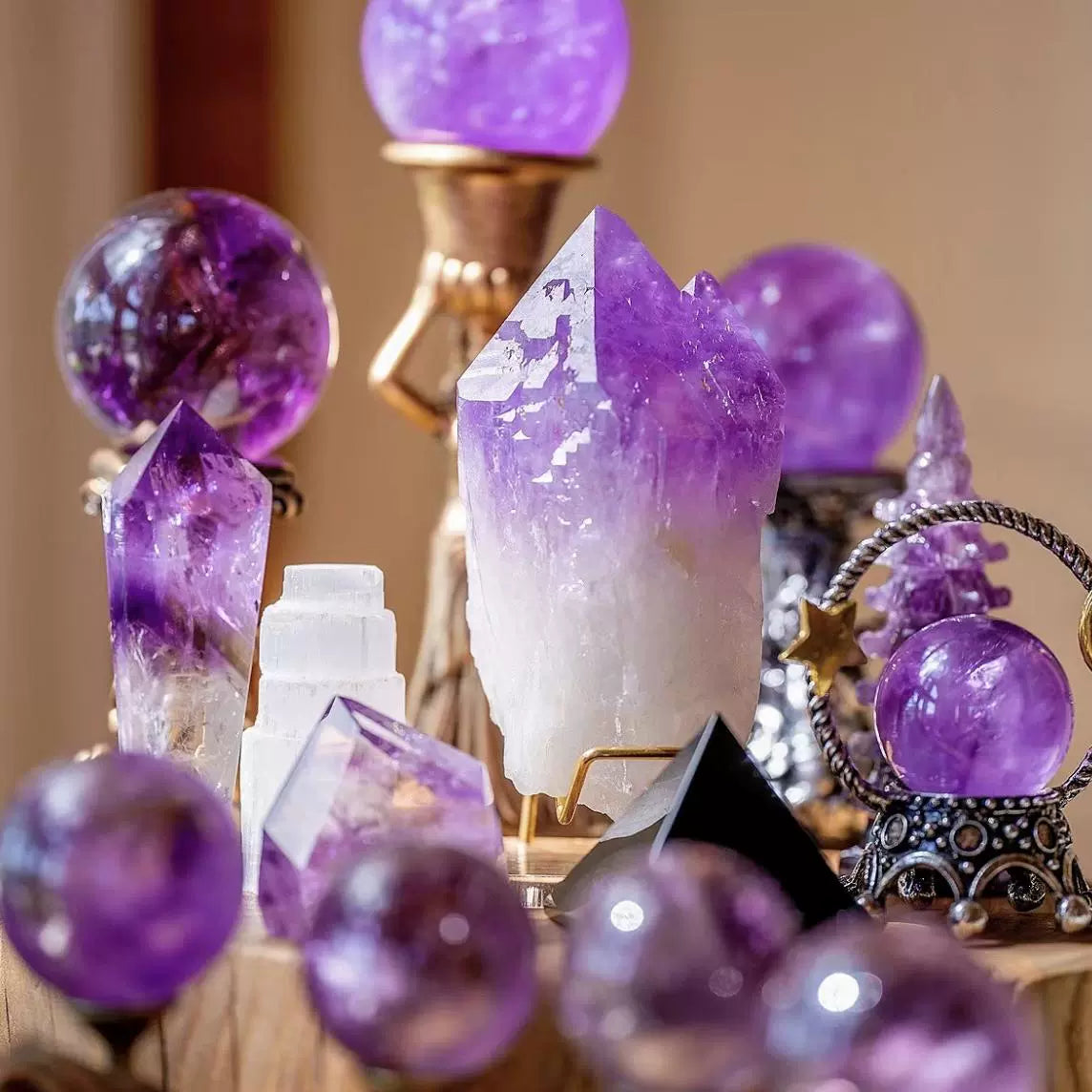 Calm Energy-Amethyst Crystal Grid - UWELUCK